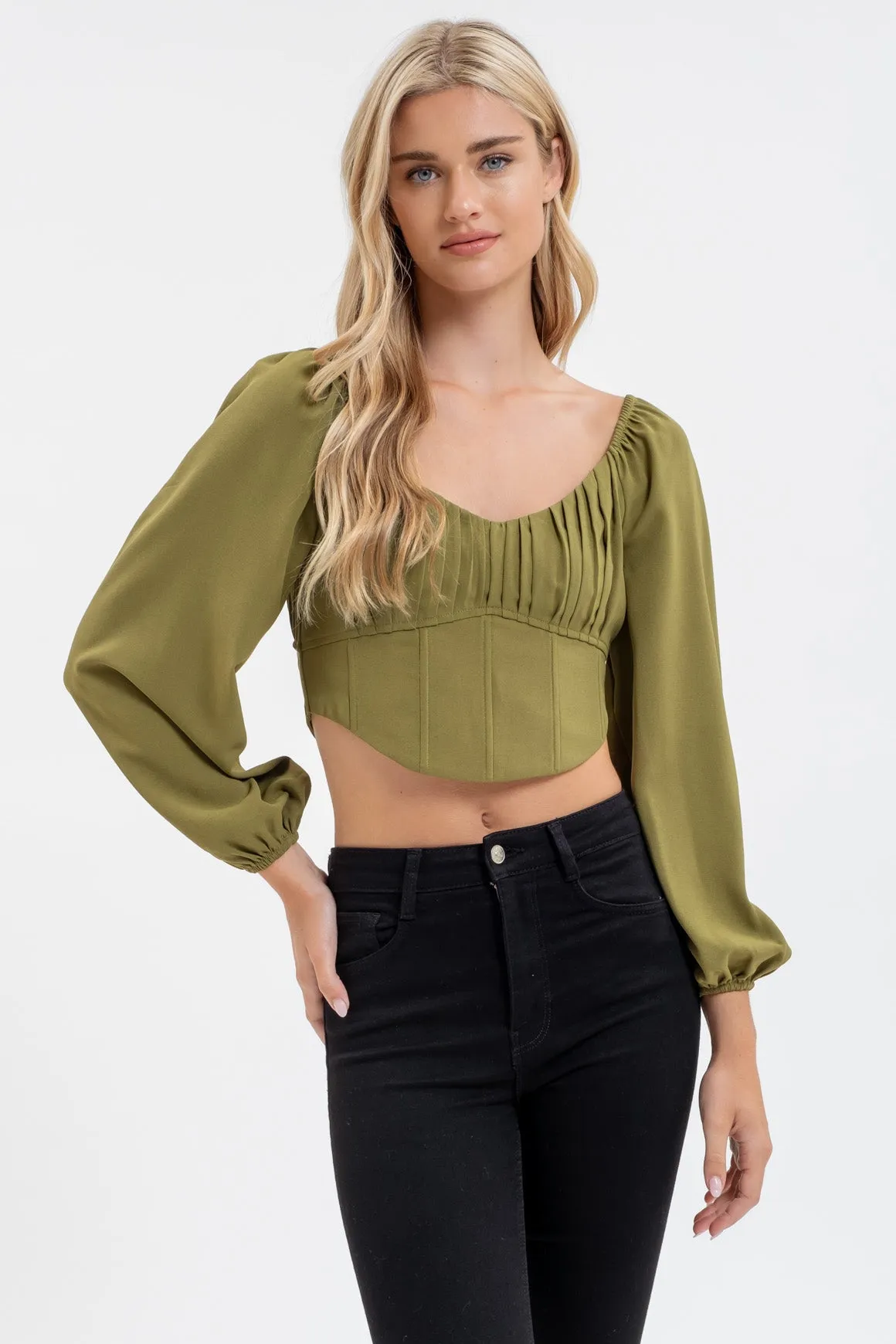 LONG SLEEVE CORSET CROP TOP