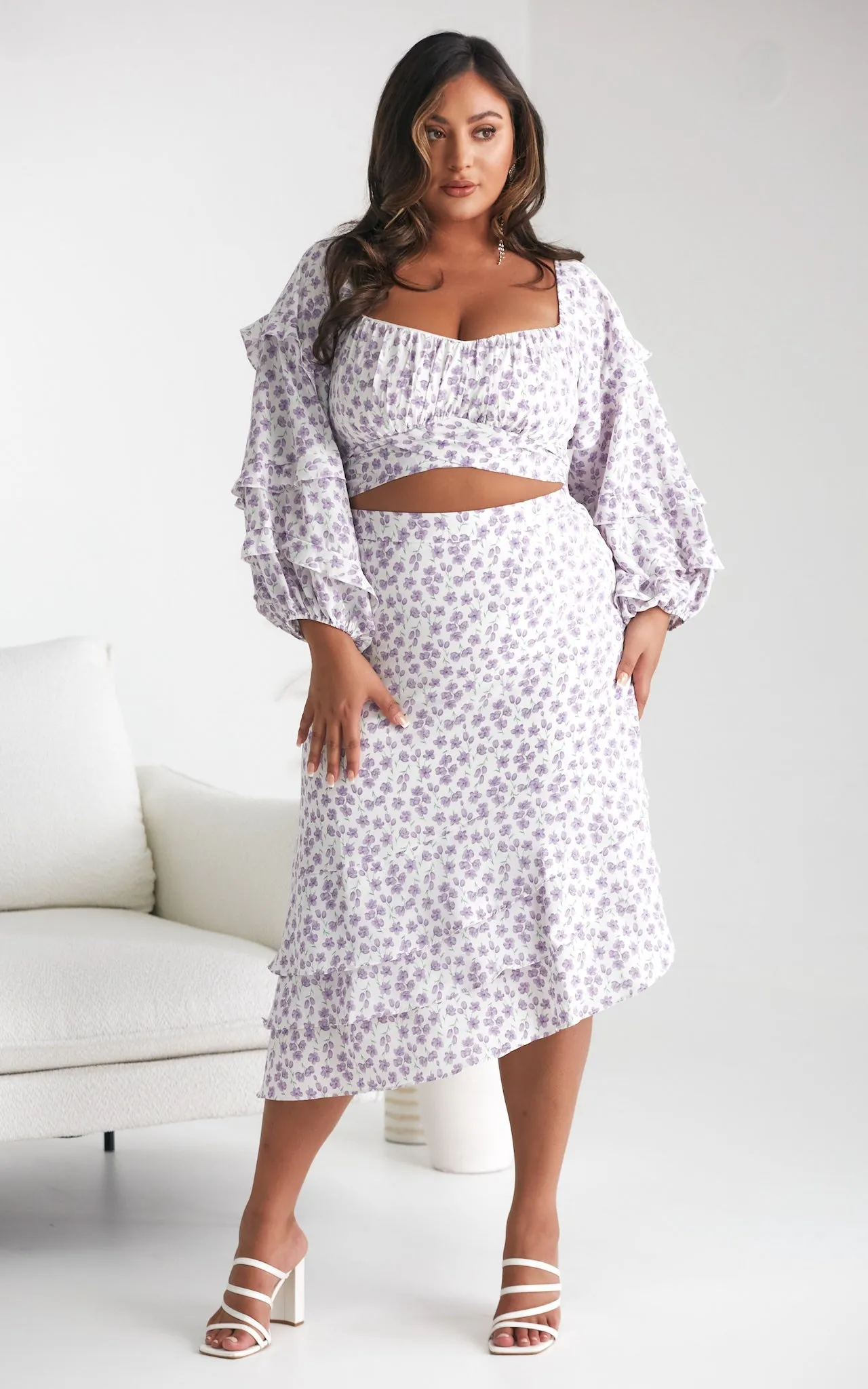 Luella Skirt - White Lilac Floral