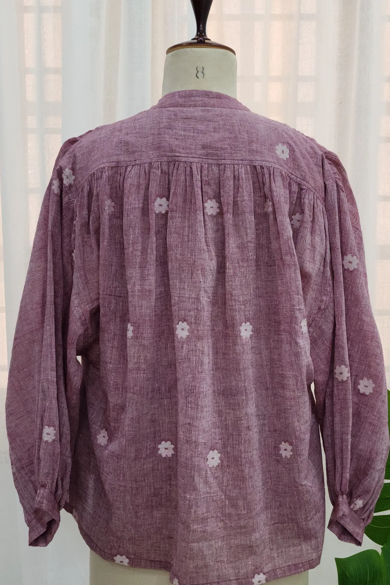 Mauve peasant style top with Jamdani