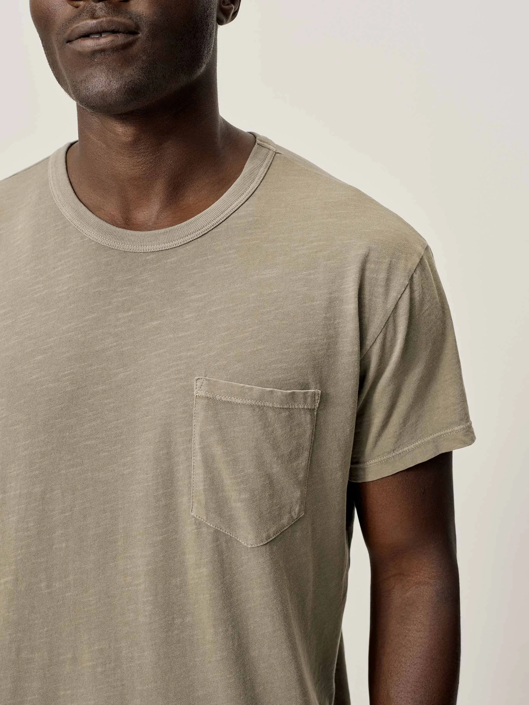 Military Olive Venice Wash Slub Vintage Pocket Tee