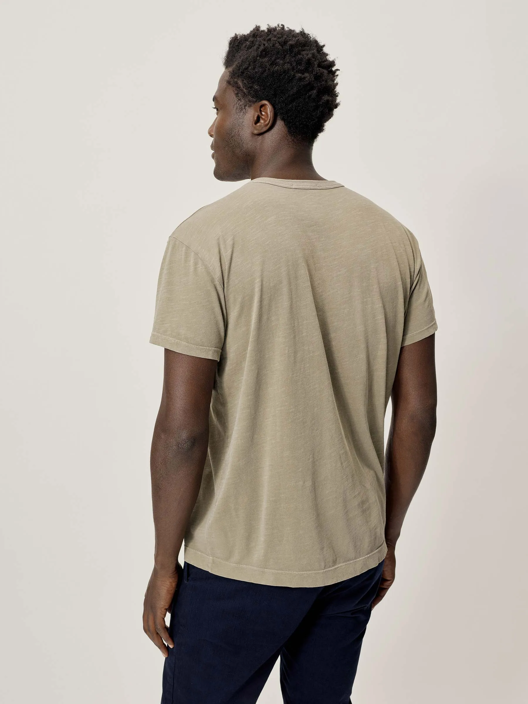 Military Olive Venice Wash Slub Vintage Pocket Tee