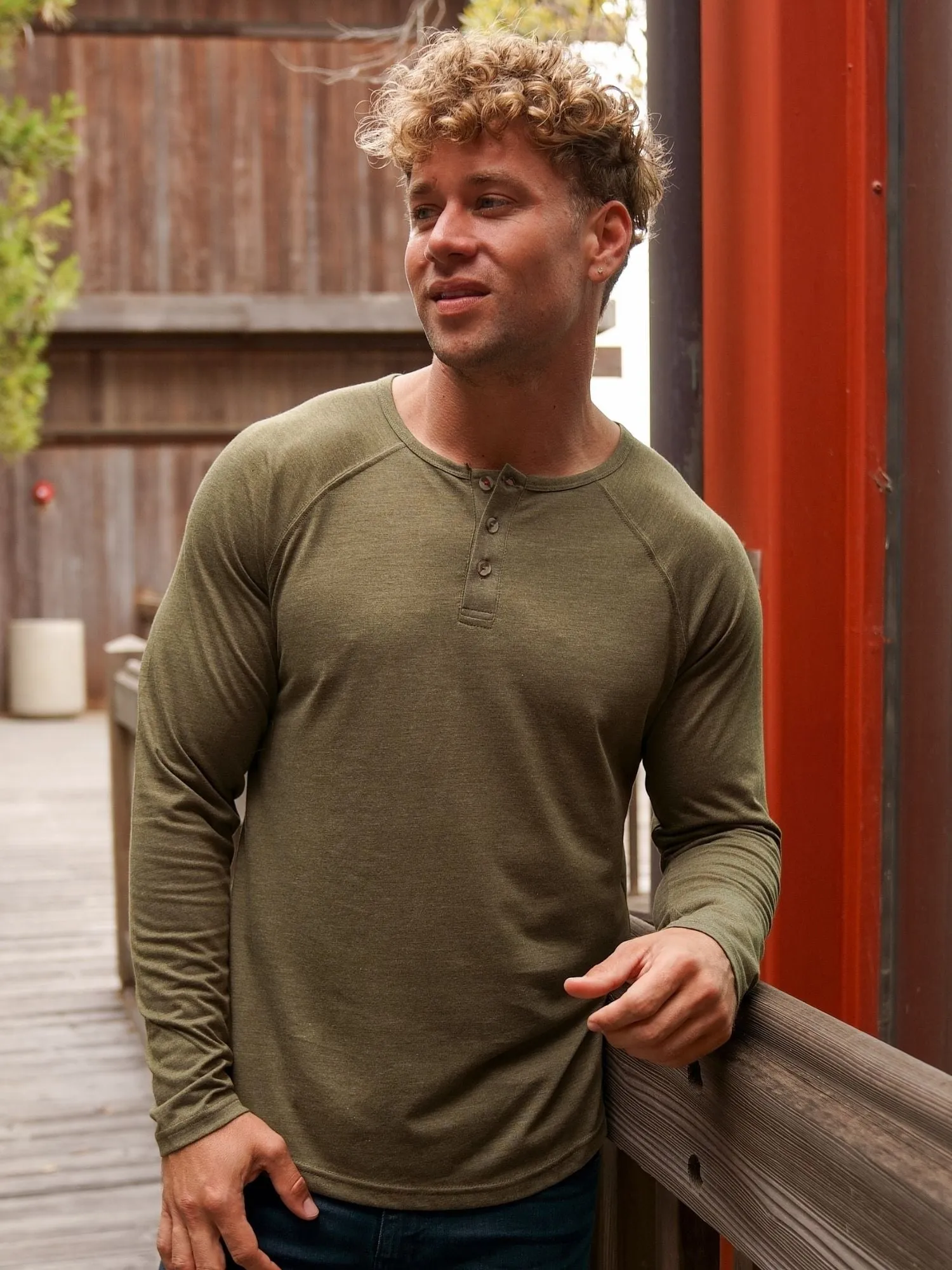 Military Slim Fit Long Sleeve Henley