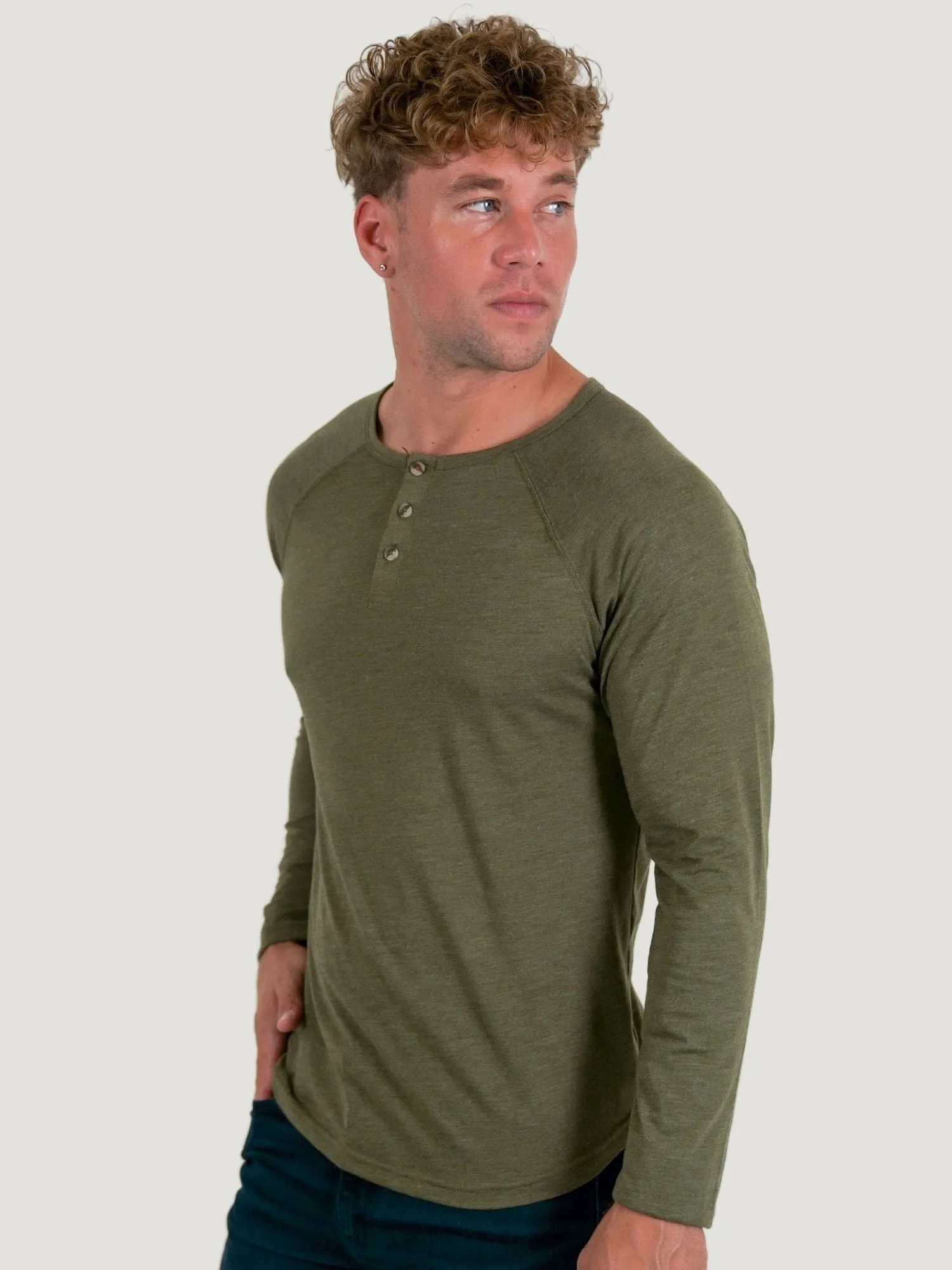 Military Slim Fit Long Sleeve Henley