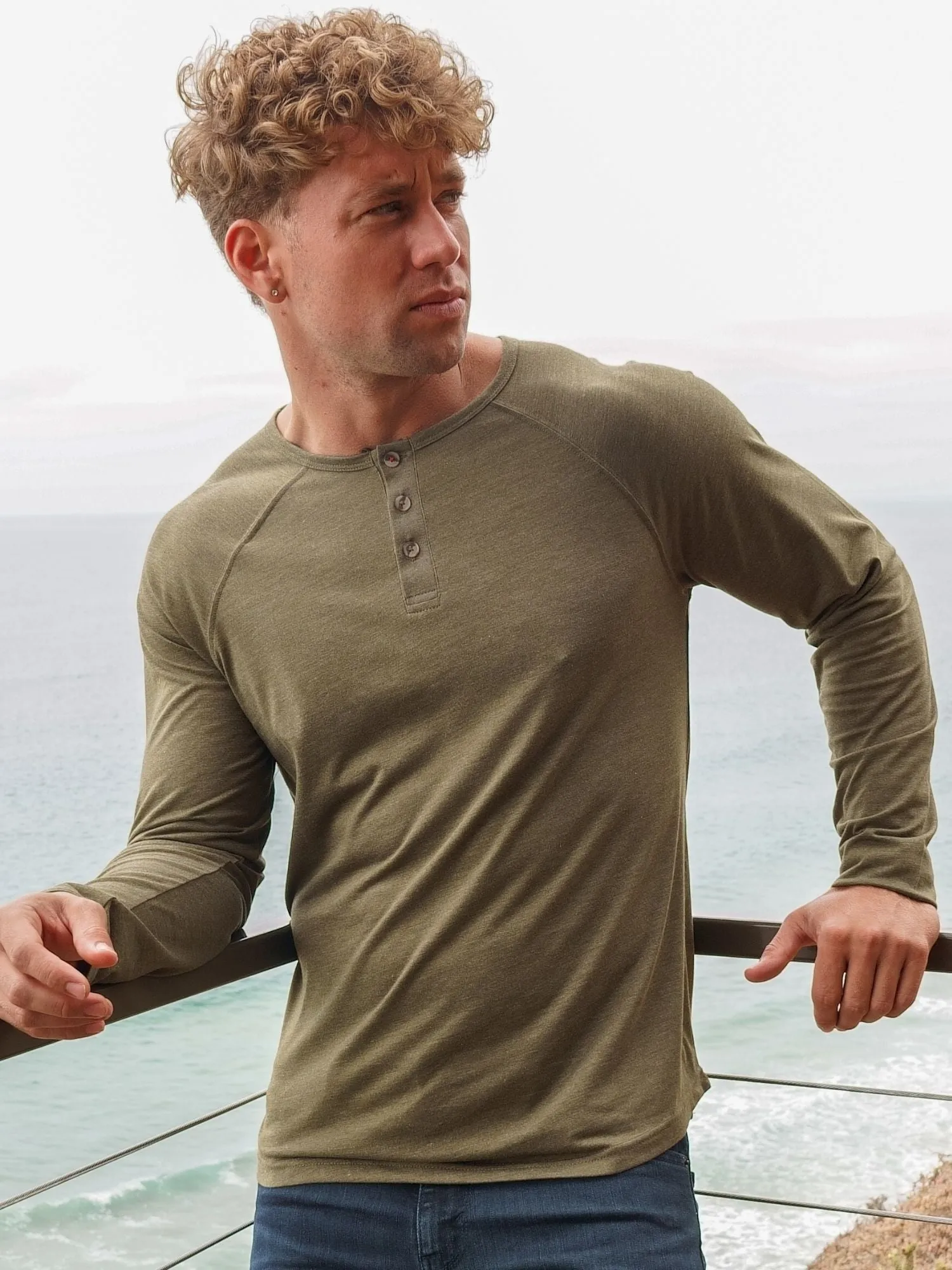 Military Slim Fit Long Sleeve Henley