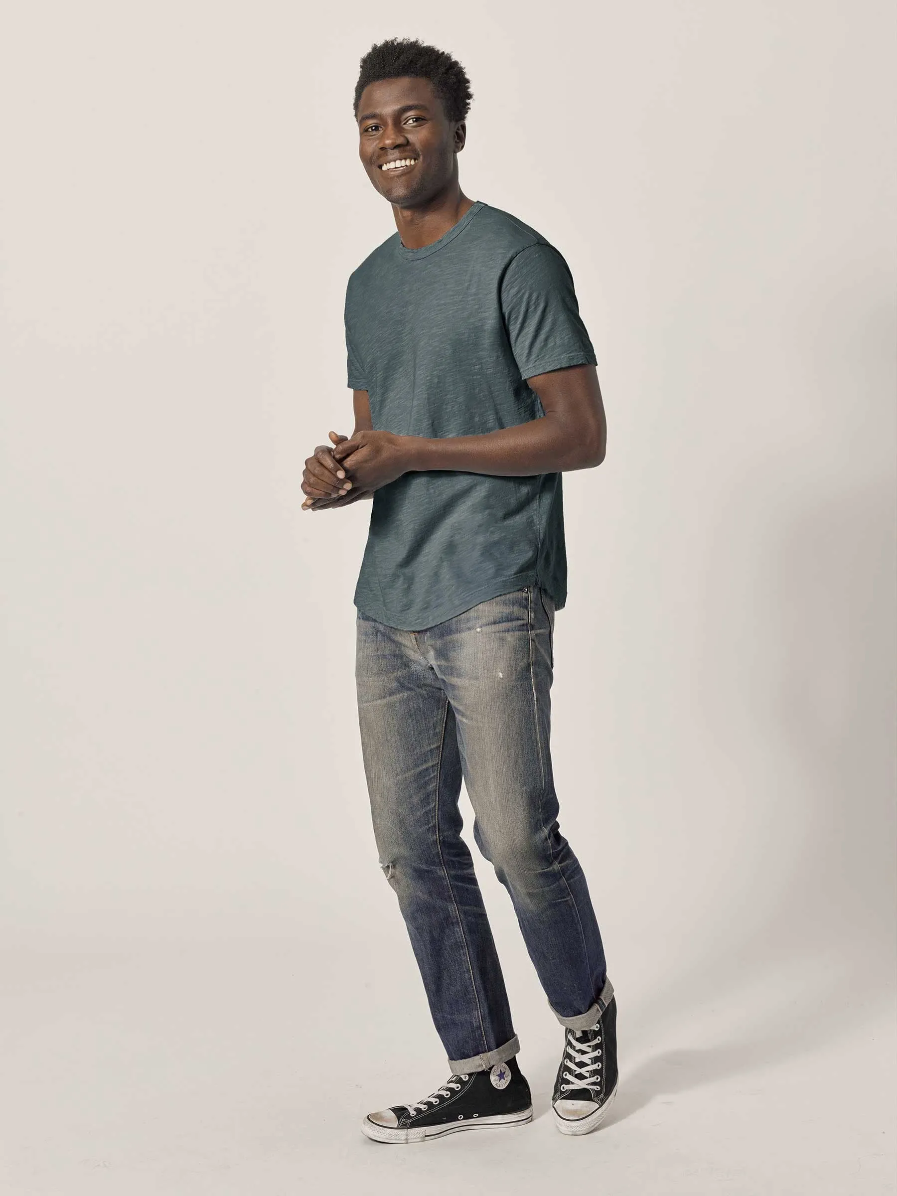 Morro Venice Wash Slub Curved Hem Tee