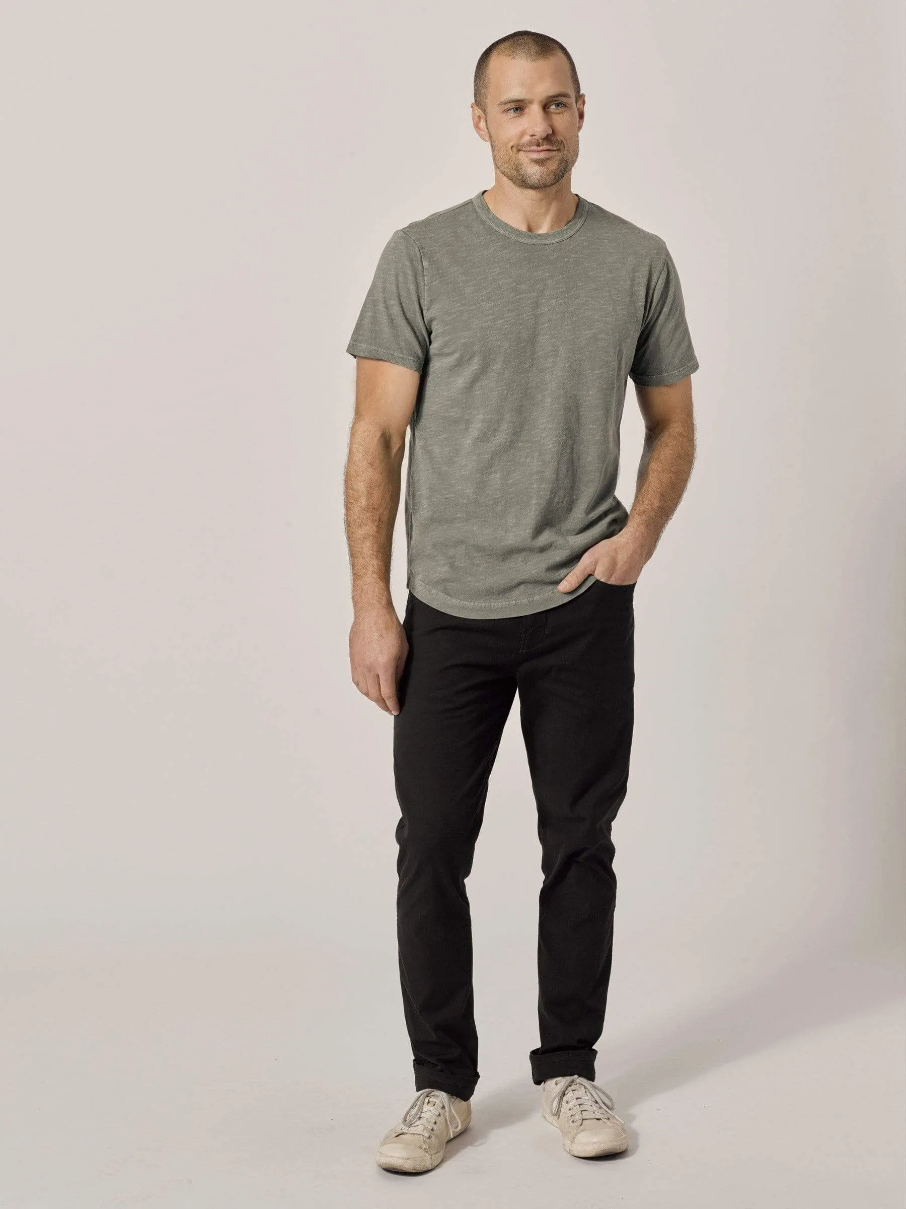 Moss Slub Curved Hem Tee