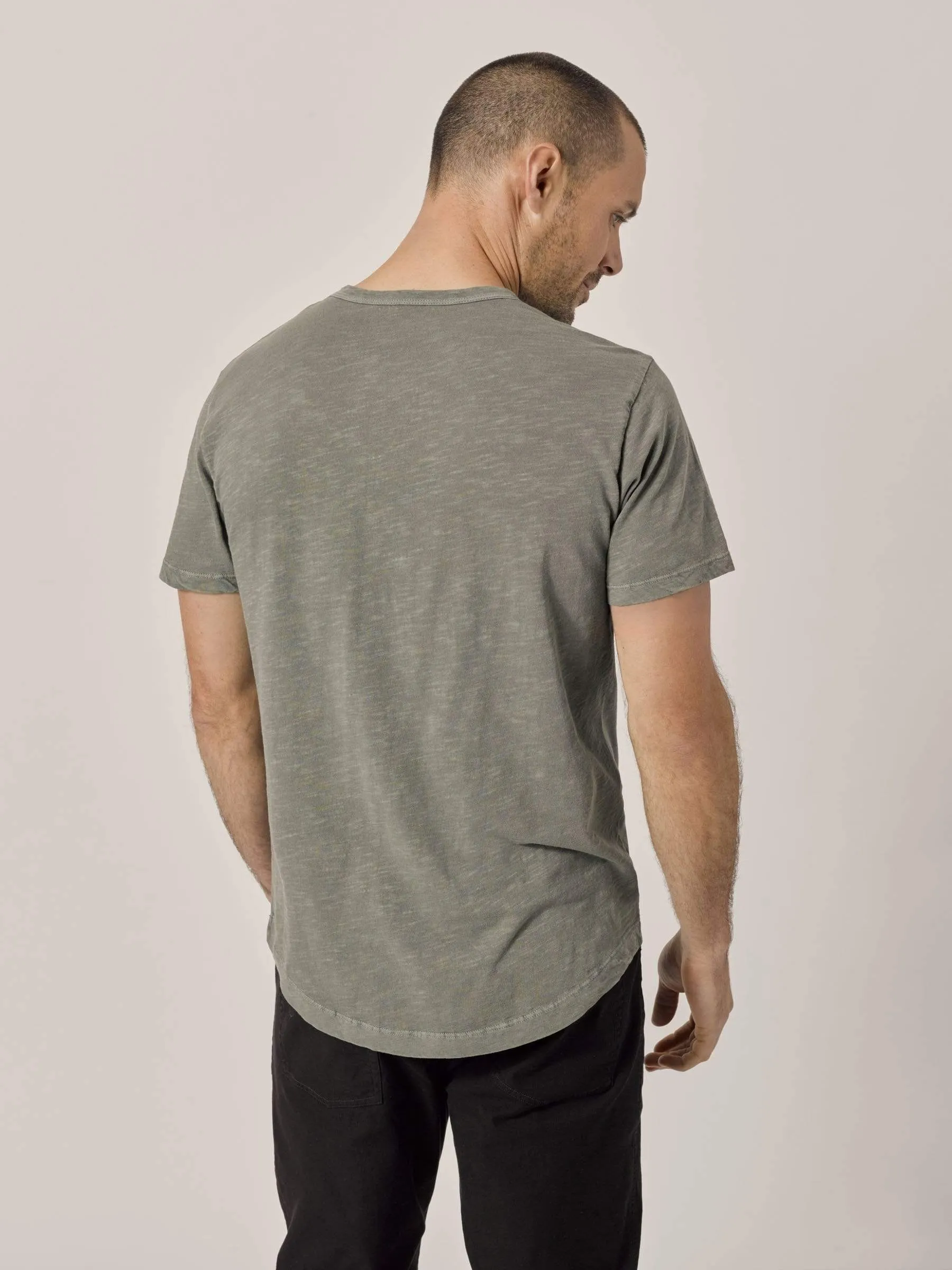 Moss Slub Curved Hem Tee