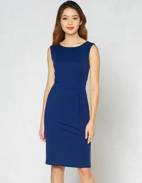 Navy Blue Sleeveless Sheath Dress