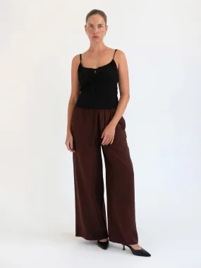 Olga Joan Drawstring Silk Pant Ciocco