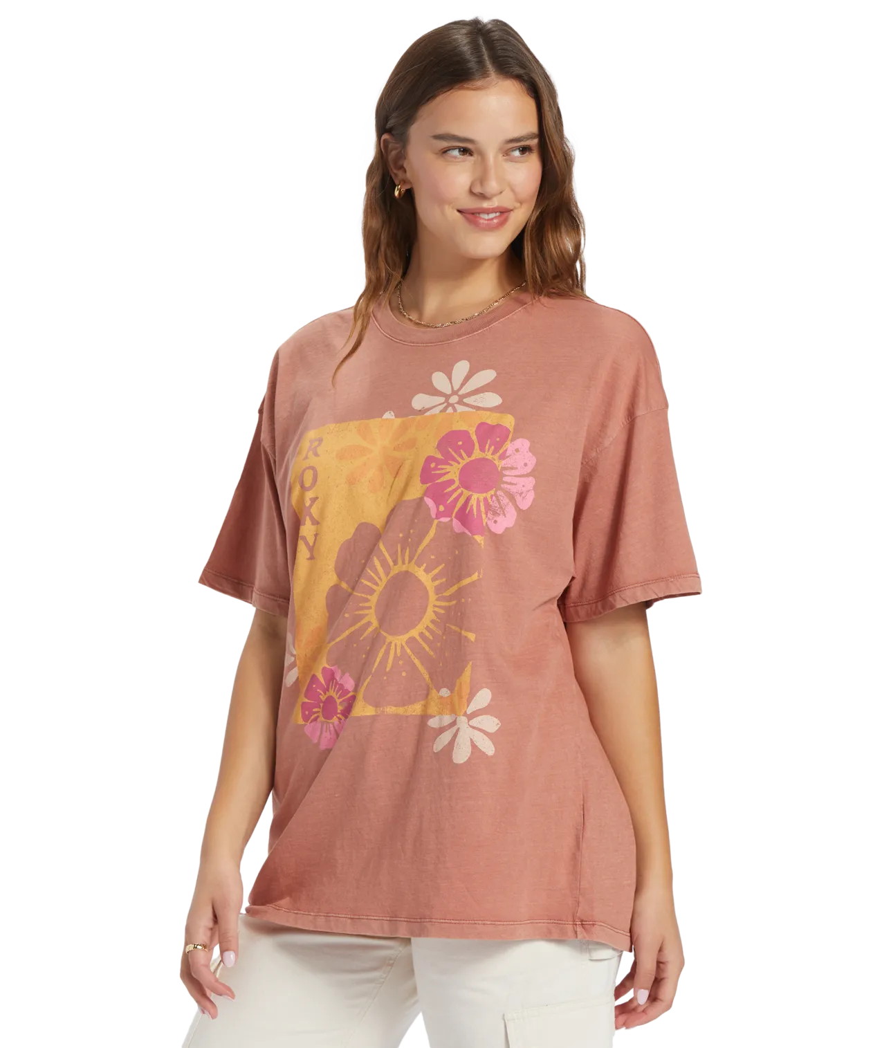 Roxy Florals Tee-Cedar Wood