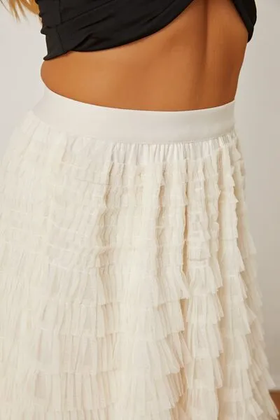 Ruched High Waist Tiered Skirt