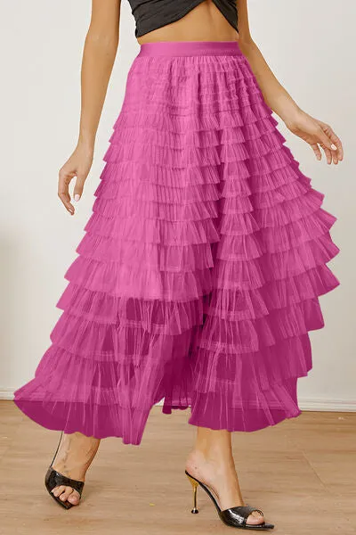 Ruched High Waist Tiered Skirt