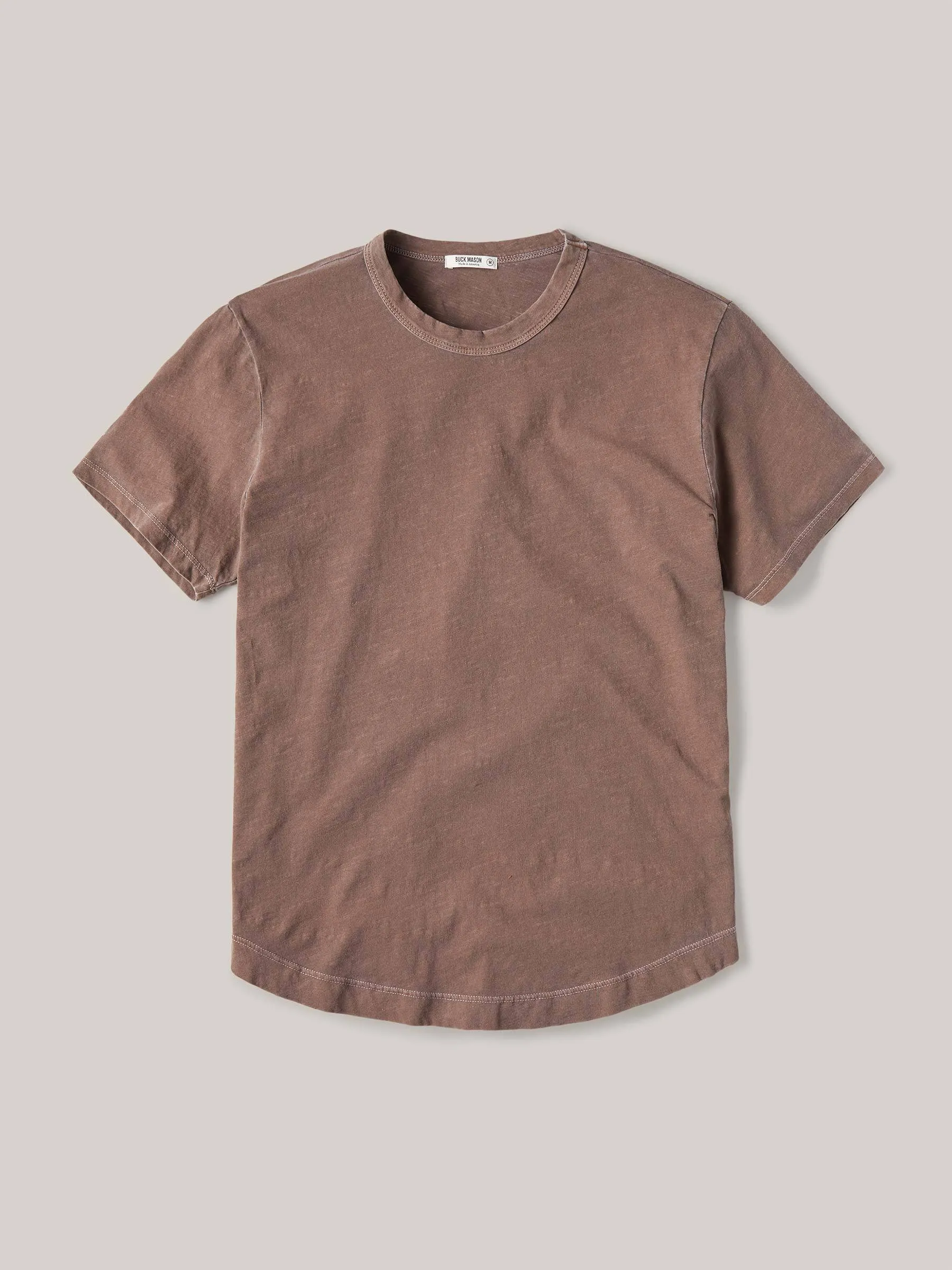 Rust Venice Wash Slub Curved Hem Tee