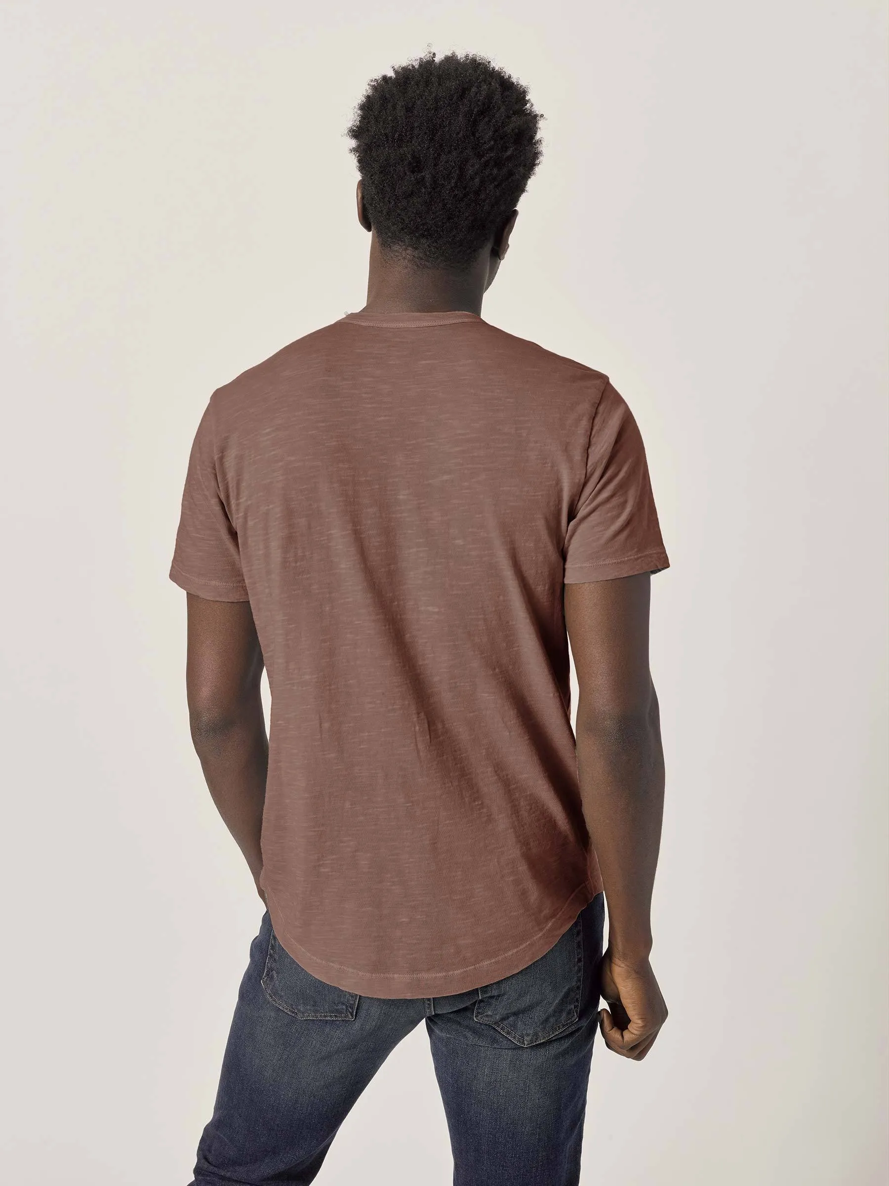 Rust Venice Wash Slub Curved Hem Tee