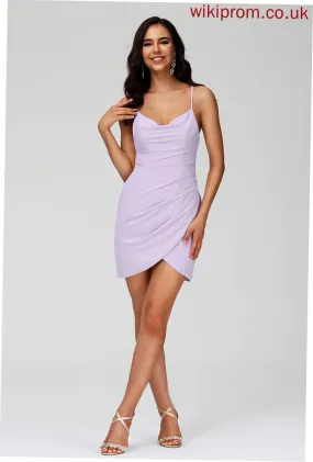 Sheath/Column Homecoming With Short/Mini Ruffle Dress Homecoming Dresses Alula V-neck