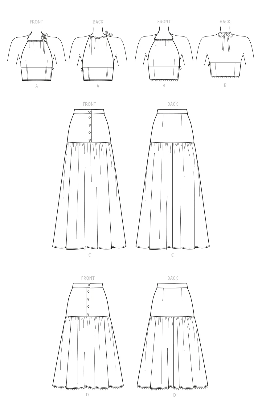 Simplicity Sewing Pattern 9613 Misses' Top and Skirts