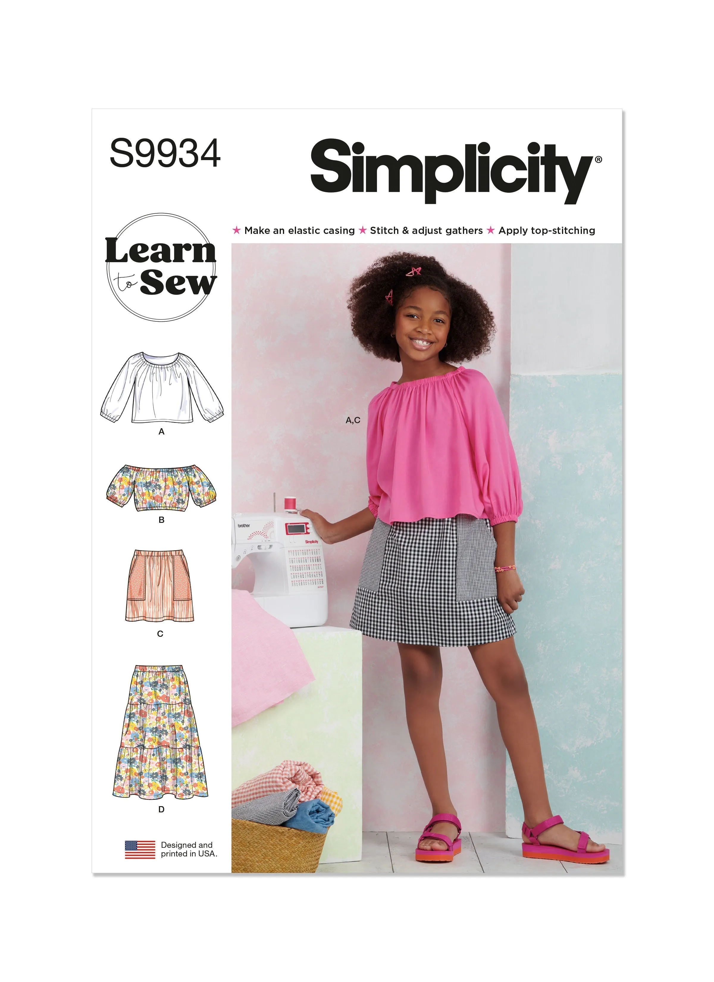 Simplicity Sewing Pattern 9934 Girls' Tops and Skirts