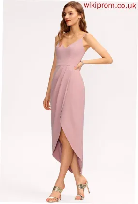 SpaghettiStraps V-neck Straps Neckline Silhouette Length Sheath/Column Asymmetrical Sleeve Ariella Bridesmaid Dresses