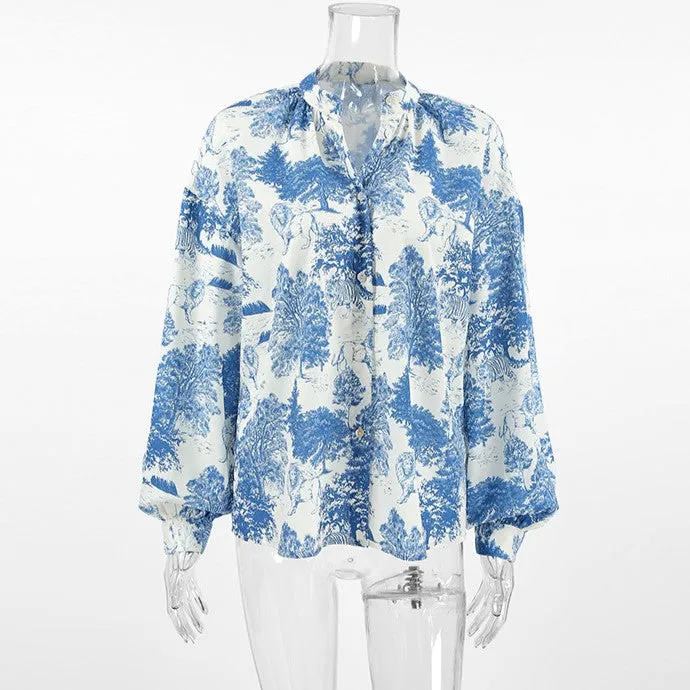 Stylish Commuter Landscape Jacquard Shirt