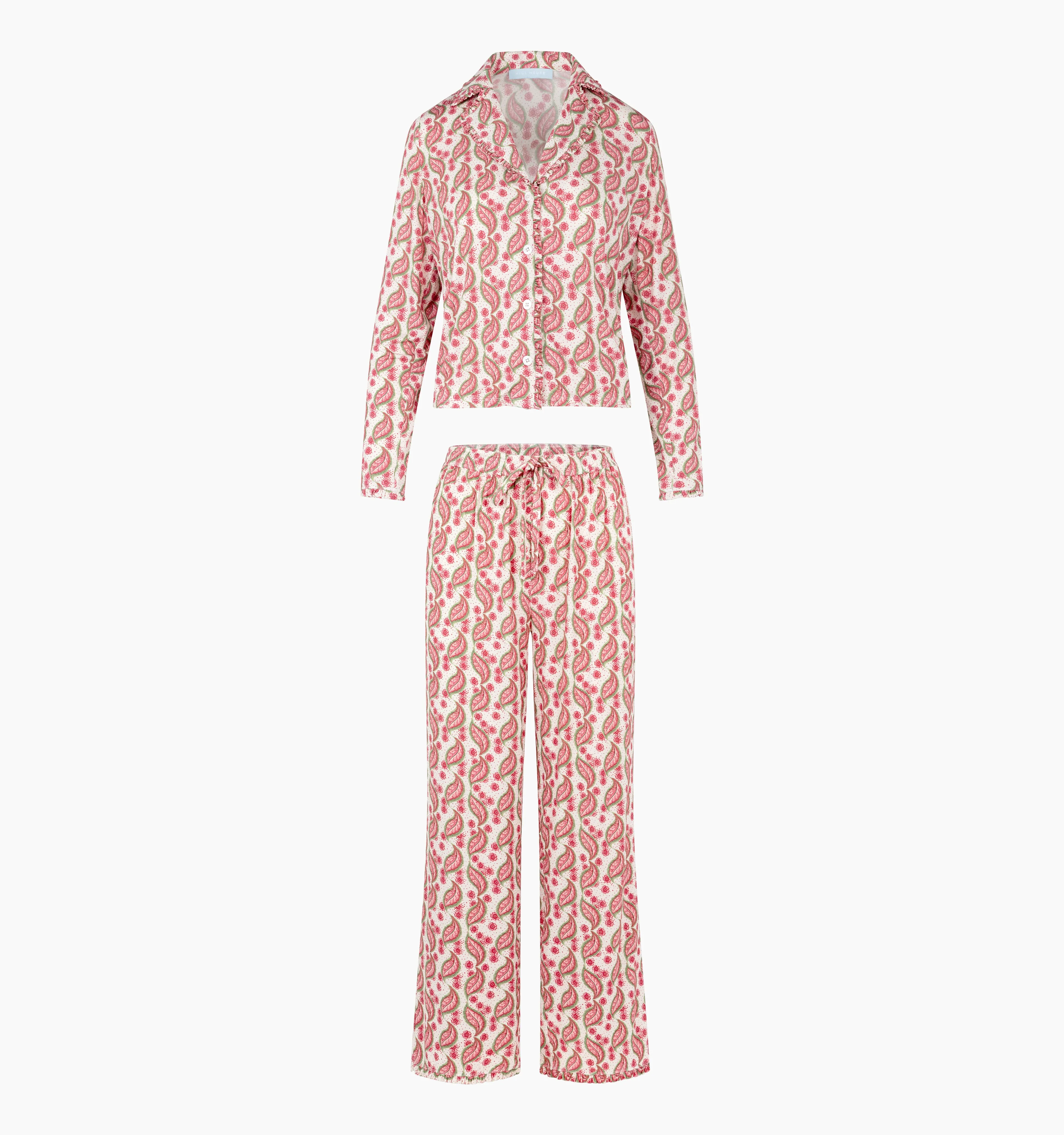 The Eleni Pajama Set - Birch Vine Stripe