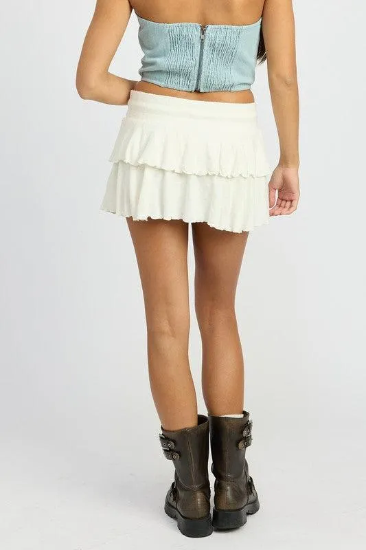 Tiered Ruffle Mini Skort