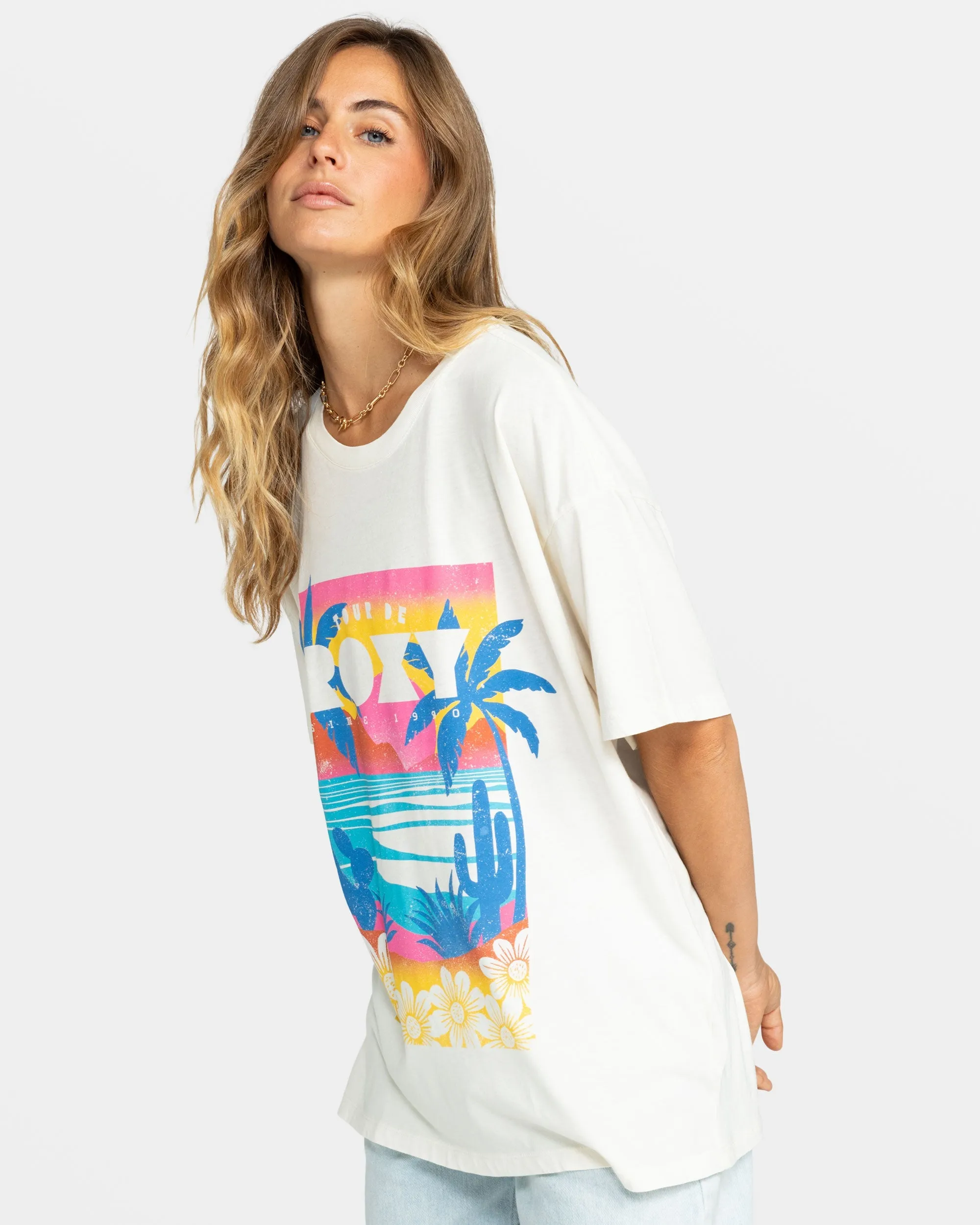 Tour De Roxy Oversized T-Shirt - Egret