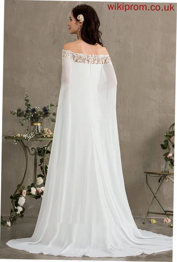 Train Sheath/Column Chiffon Wedding Dresses Kasey Wedding Court Dress