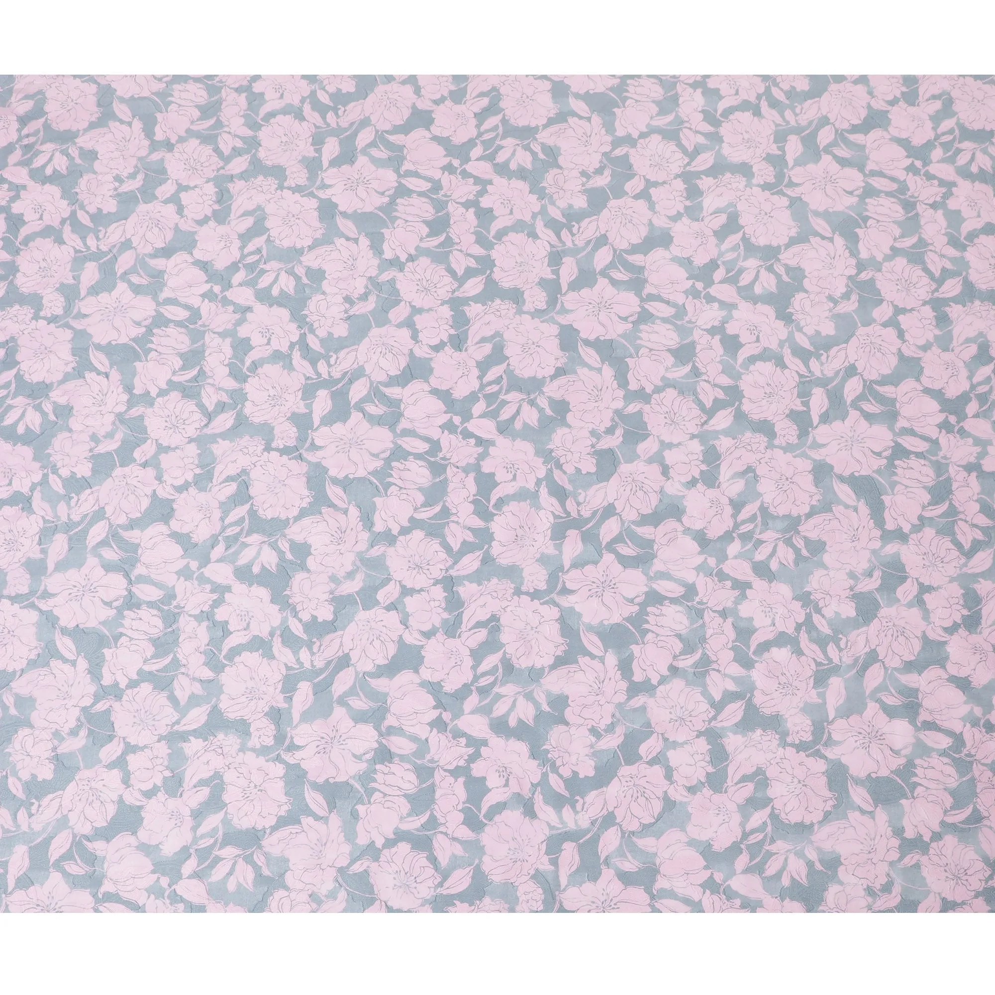 Uragiri Cotton Voile Fabric with Jacquard, 110 cm Width, Pink and Grey Floral Design-D19960