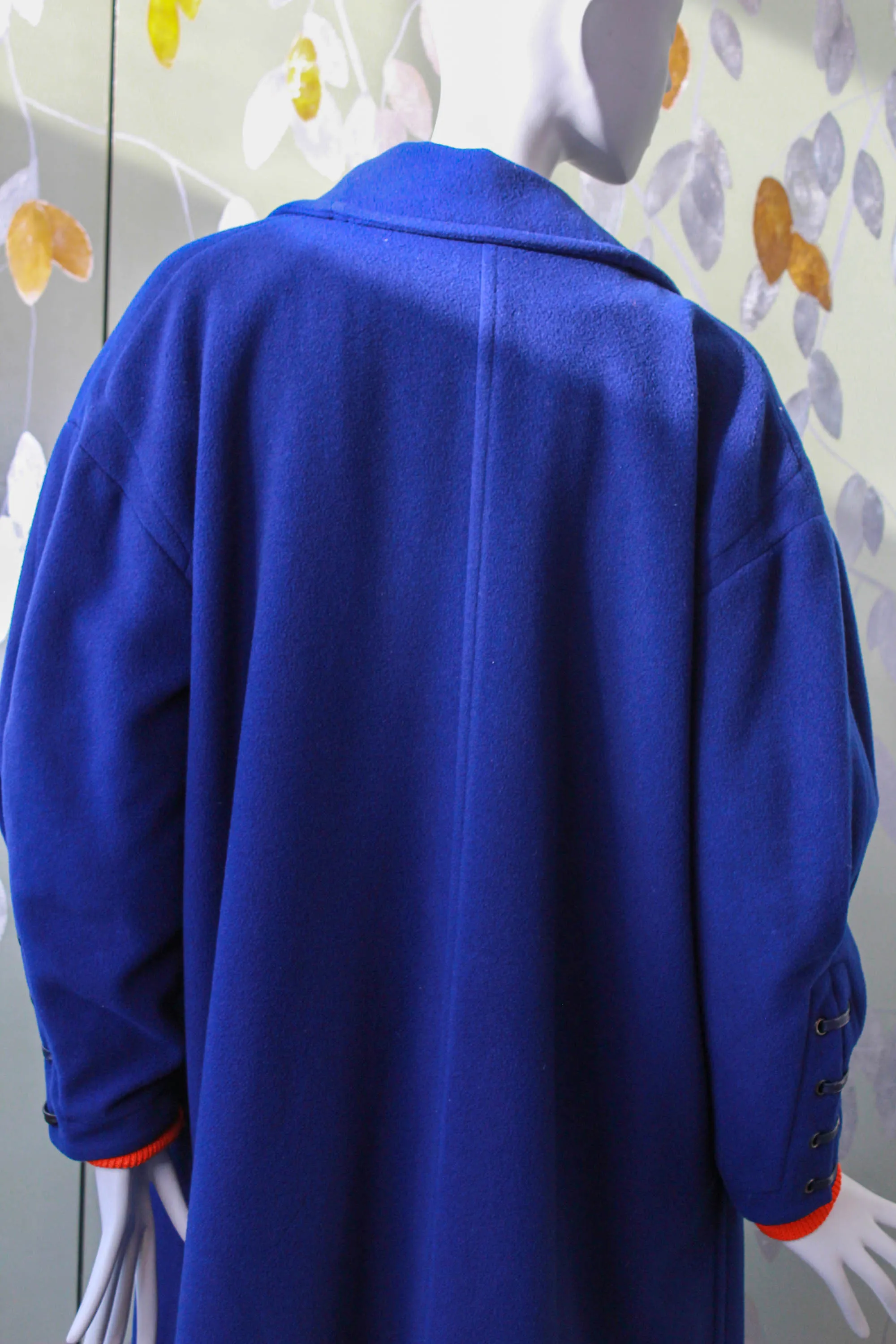 Vintage 1980s Claude Montana Royal Blue Coat, Large