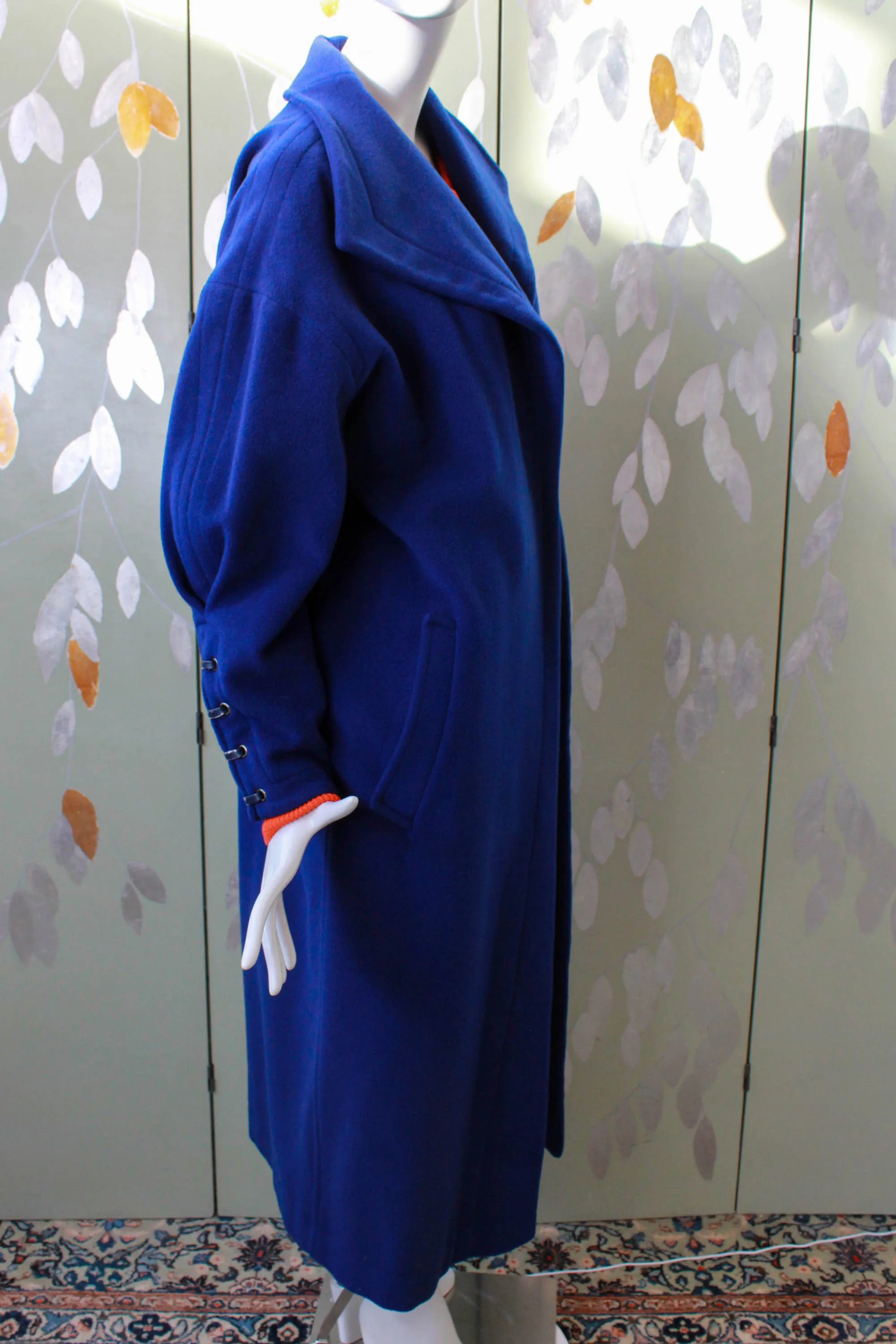 Vintage 1980s Claude Montana Royal Blue Coat, Large