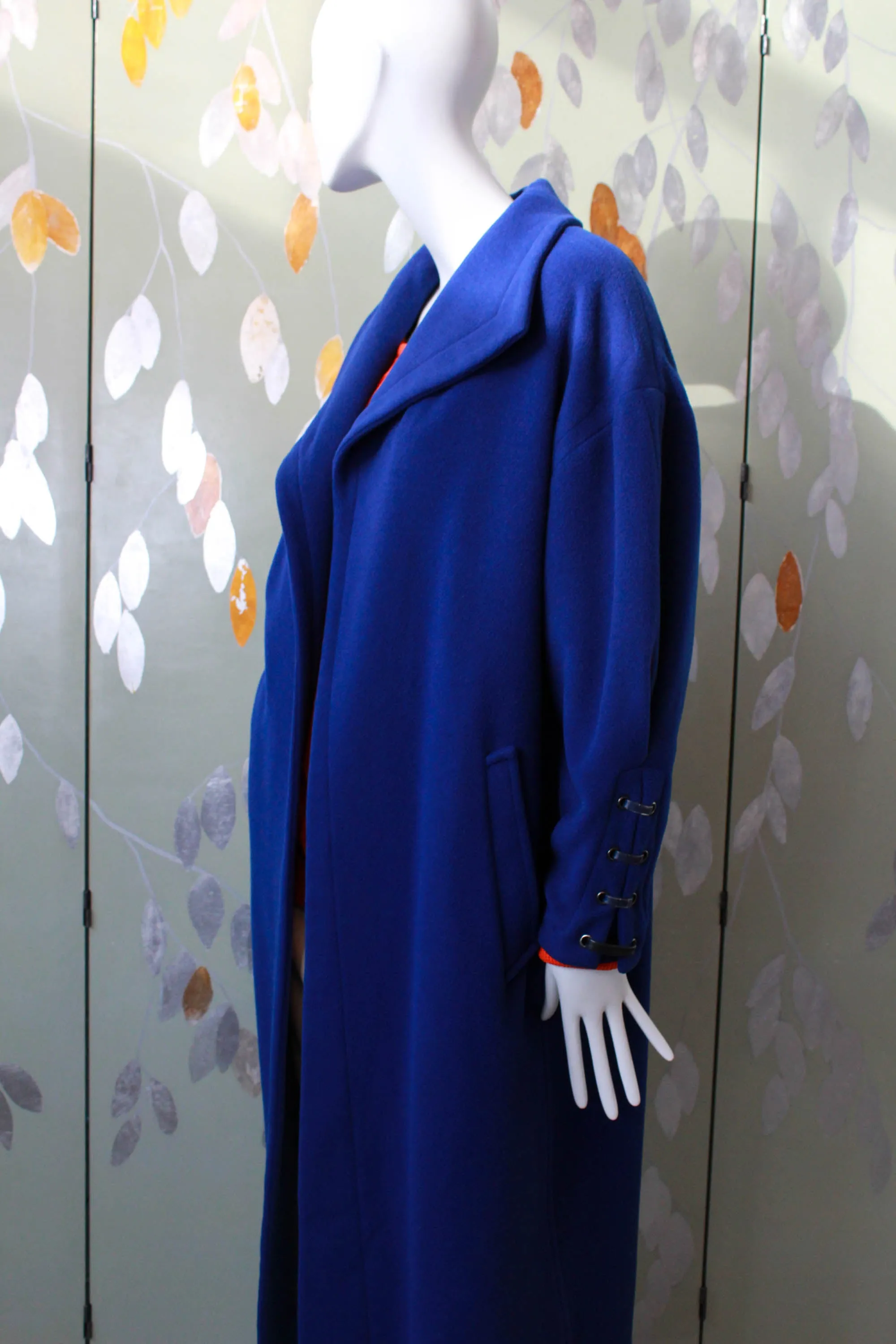 Vintage 1980s Claude Montana Royal Blue Coat, Large