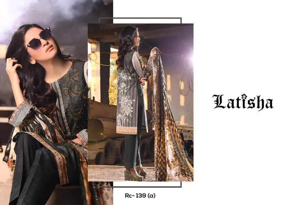 Walima Cambric Dresses - Embroidered Jacquard Dupatta - Replica - Unstitched