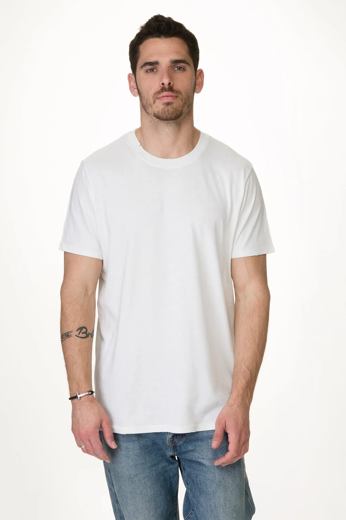 White Men's Slub Crew Neck Tee