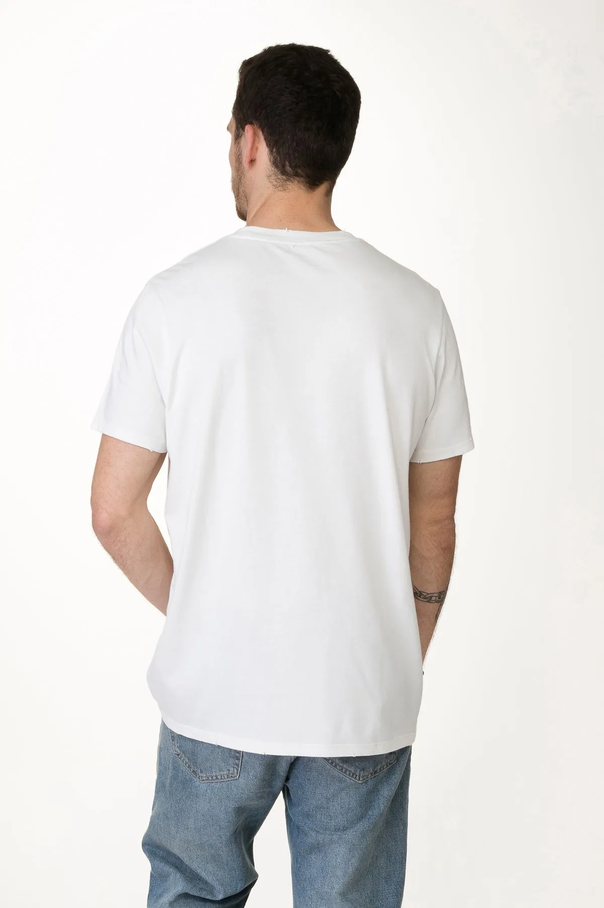 White Men's Slub Crew Neck Tee