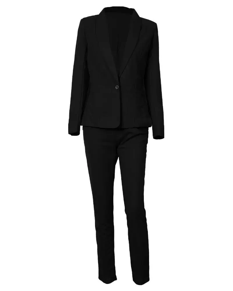 Women's Casual Solid Color Lapel Collar Blazer and Drawstring Pants Set