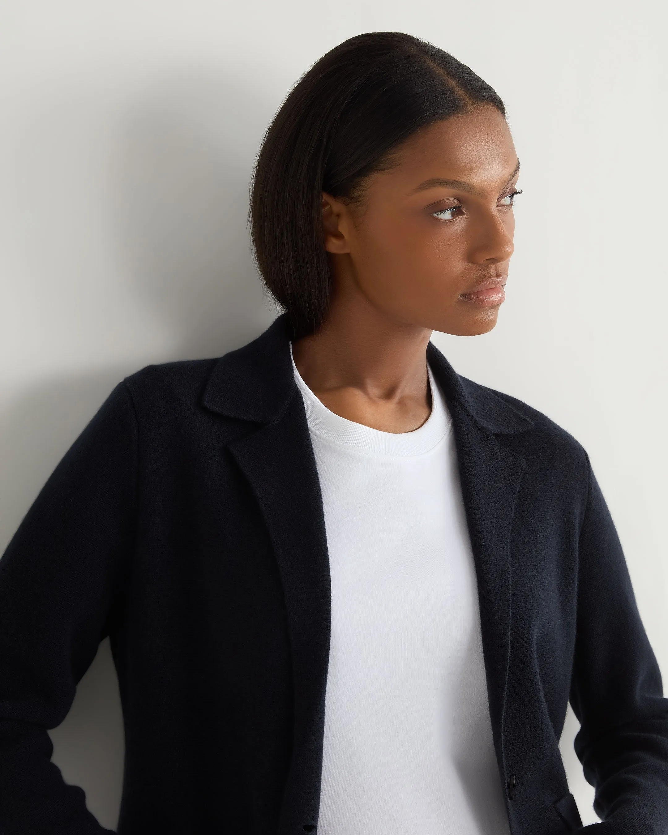 Women's Single Breasted Cashmere Blazer Navy Blue