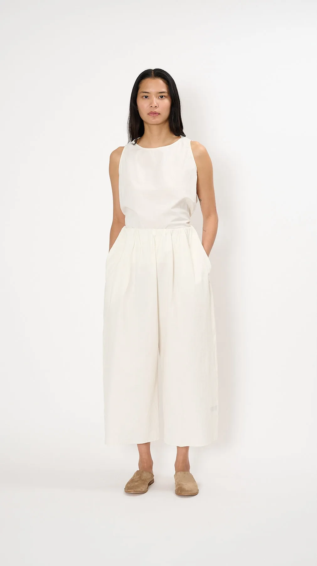 Wrinkled Trousers in Off White