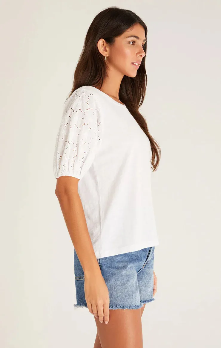 ZSU Isabel Eyelet White Top