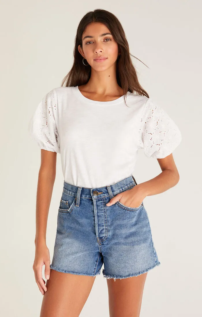 ZSU Isabel Eyelet White Top